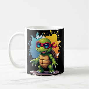 Taza De Café Tortuga Linda Con Gafas De Sol Pintar Salpicadura