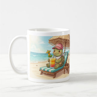 Taza De Café Tortuga linda en la playa