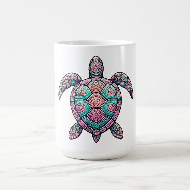 Taza De Café Tortuga marina colorida (Centro)
