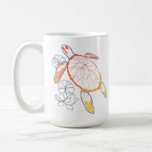 Taza De Café Tortuga marina con ráfaga de sol
