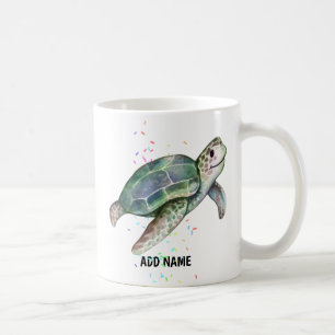 Taza De Café Tortuga marina cubana acuarela Océano Vida Añadir 