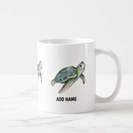Taza De Café Tortuga marina cutánea acuarela Océano Vida Añadir