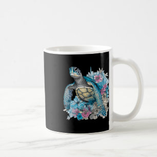 Taza De Café Tortuga marina dulce Flores silvestres animales am