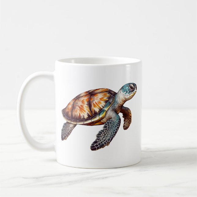 Taza De Café Tortuga Marina Elegante y Linda (Izquierda)