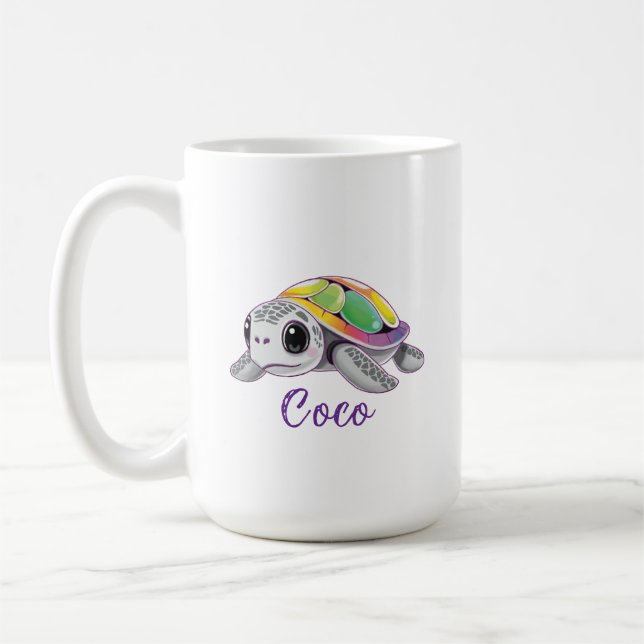 Taza De Café Tortuga Marina Explosión de Color (Izquierda)