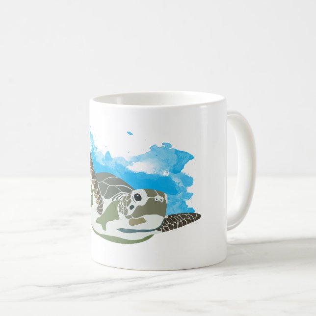 Taza De Café Tortuga marina nadando (Anverso derecho)