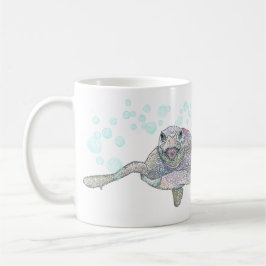 Taza De Café Tortuga marina tibia Ilustracion infantil colorido