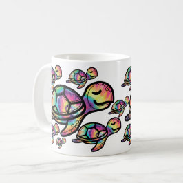 Taza De Café Tortuga Marina Tie Dye Vibrante
