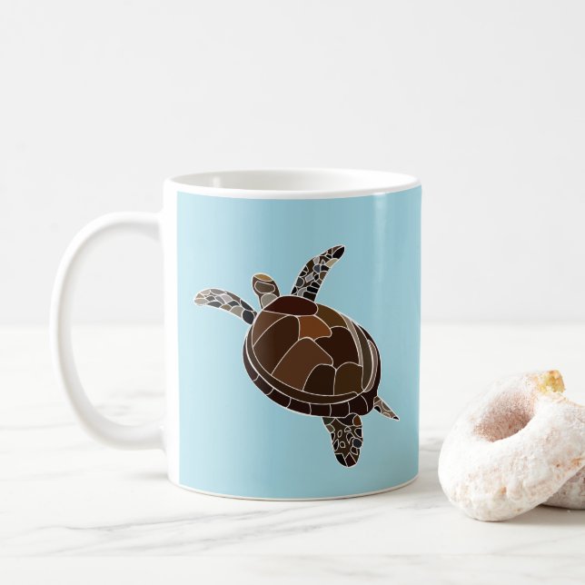 Taza De Café Tortuga Marina Vida Marina Costera (Con donut)