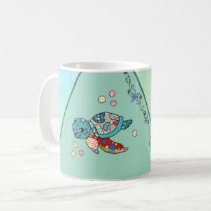 Taza De Café tortuga multicolor de agua personalizada