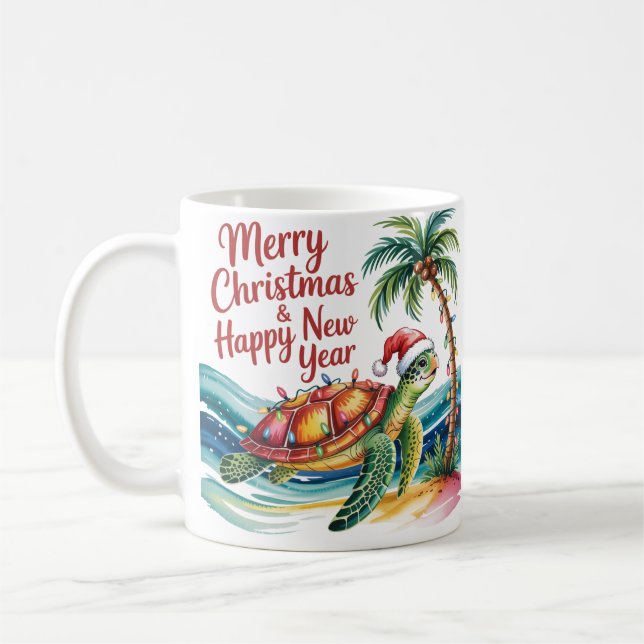 Taza De Café Tortuga navidad en el paraíso (Izquierda)