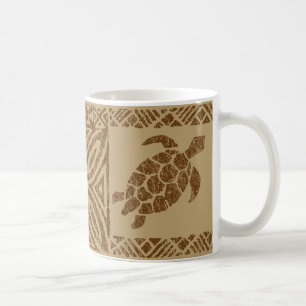 Taza De Café Tortuga primitiva hawaiana del Tapa de Honu