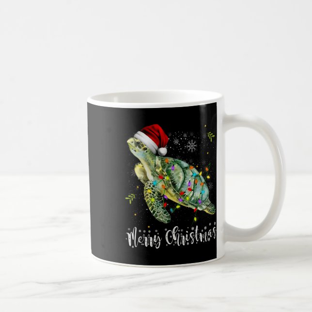 Taza De Café Tortuga Santa Hat Feliz Navidad Luces navideñas Fi (Derecha)