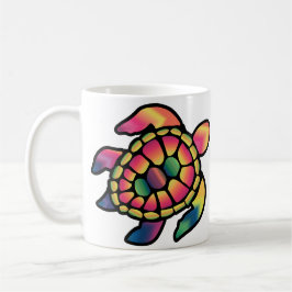 Taza De Café Tortuga teñida de colores: Una tortuga vibrante en