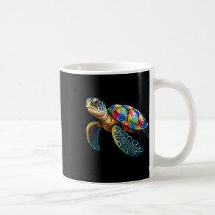 Taza De Café Tortuga Y Rompecabezas: Día De Concienciación Sobr