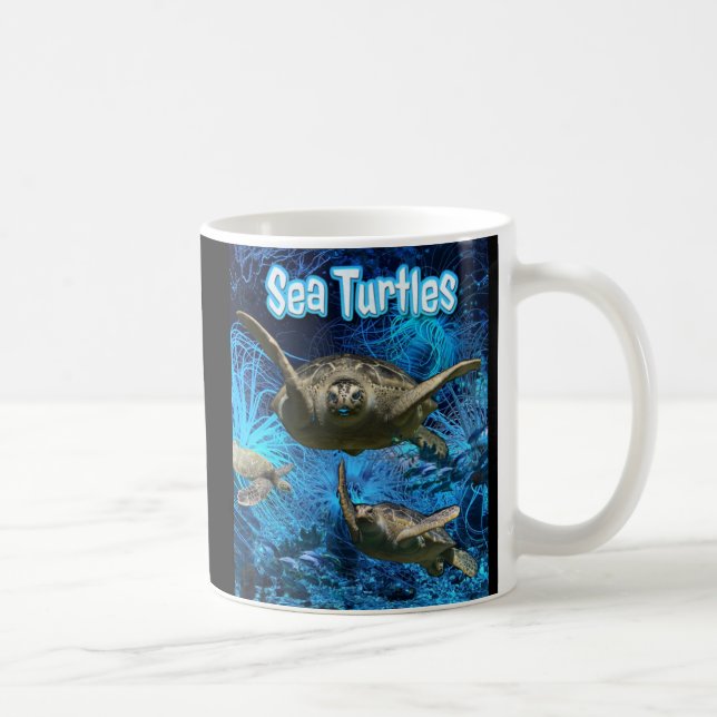 Taza De Café Tortugas de mar cúrcutas de época (Derecha)