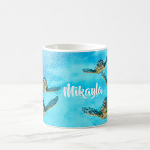 Taza De Café Tortugas de mar del bebé que nadan