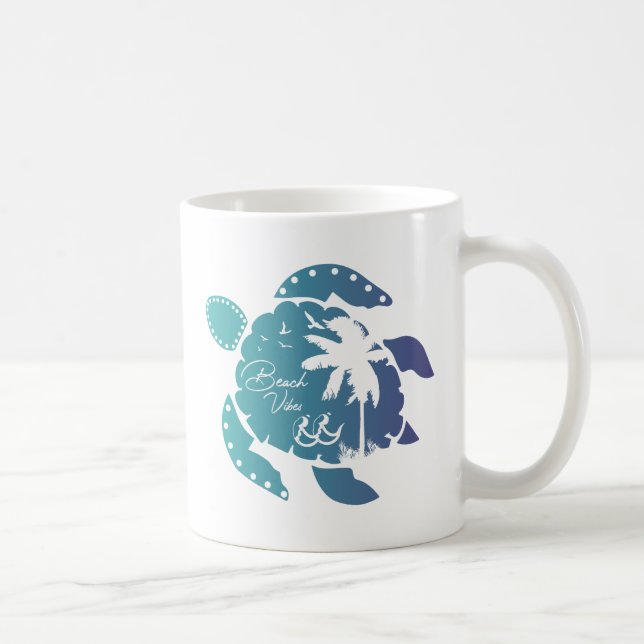 Taza De Café Tortugas Marinas Anidando (Derecha)