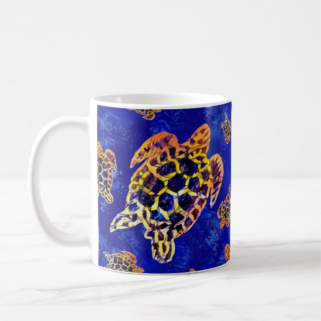 Taza De Café Tortugas marinas: arte africano de batik (Izquierda)
