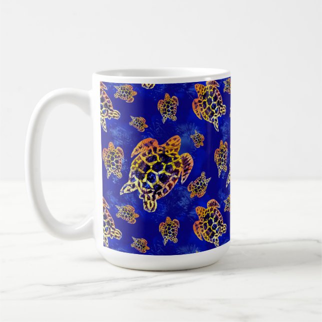 Taza De Café Tortugas marinas: arte africano de batik (Izquierda)