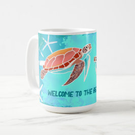 Taza De Café Tortugas marinas dan la bienvenida a la casa de pl