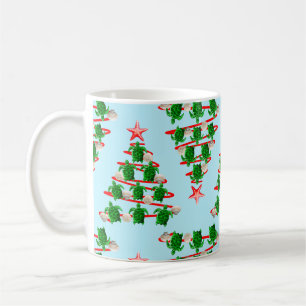 Taza De Café Tortugas marinas de vacaciones navideñas en Guay B
