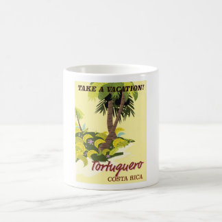 Taza De Café Tortuguero, poster de viajes vintage de Costa Rica