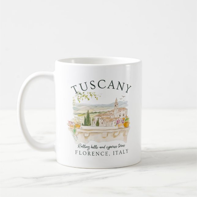 Taza De Café Toscana Italia Colinas de viajes y cipreses (Izquierda)
