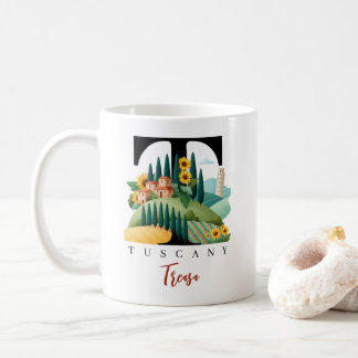 Taza De Café Toscana Italia Monograma Letra T Regalo Personaliz