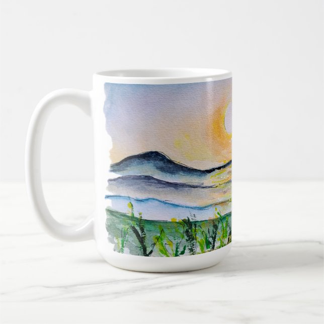 Taza De Café Toscana Sunrise Watercolor Journey Italia (Izquierda)