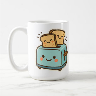 Taza De Café "Tostadora y pan sonriente lindo - Cocina quirky