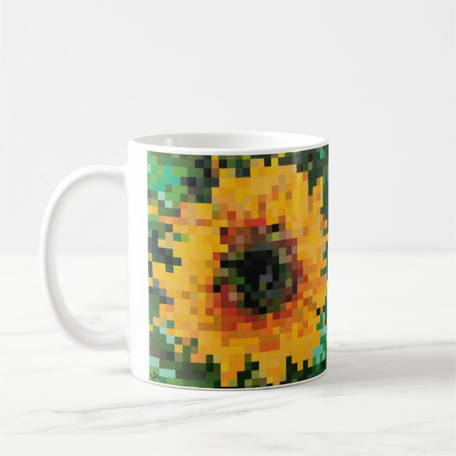 Taza De Café Tournesol Pixel Art Floral Lumineux (Izquierda)