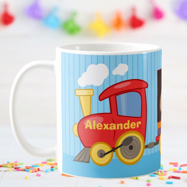 Taza De Café Toy Train Toddler Boy Birthday Blue (Subido por el creador)
