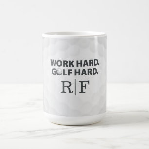 Taza De Café Trabaja Duro Golf Duro Monograma Inicial Estilo Re