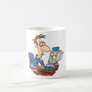 Taza De Café Trabajador de oficina sobrecargado de trabajo dive