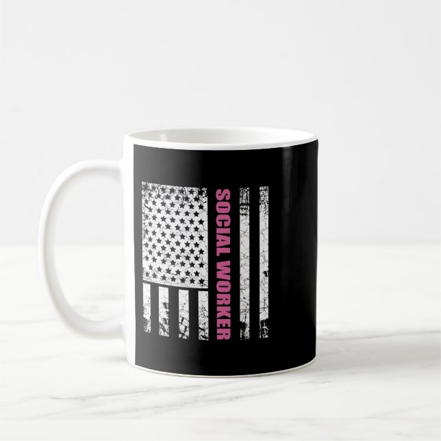 Taza De Café Trabajador social Bandera de Estados Unidos Estrel (Izquierda)