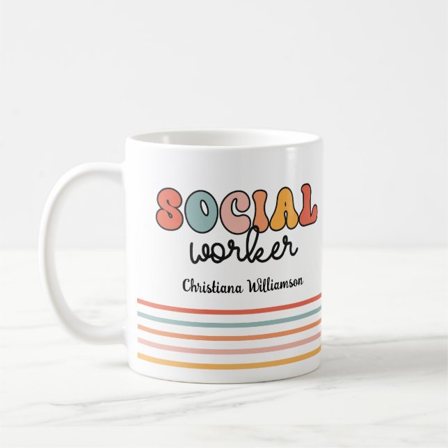 Taza De Café Trabajador social retro personalizado (Izquierda)