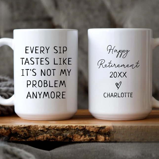 Taza De Café Trabajadora jubilada feliz y personalizada que se  (Subido por el creador)