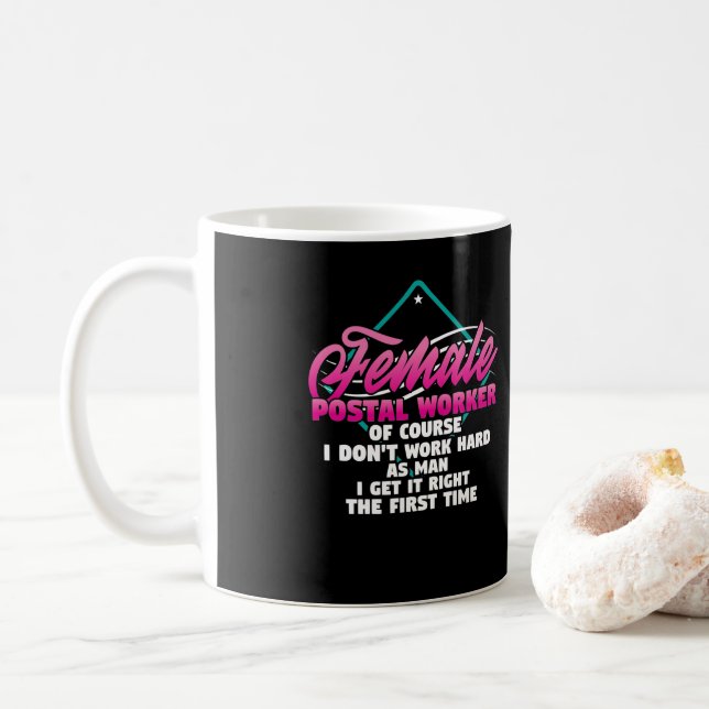 Taza De Café Trabajadora Postal femenina de Mail Lady Carrier (Con donut)
