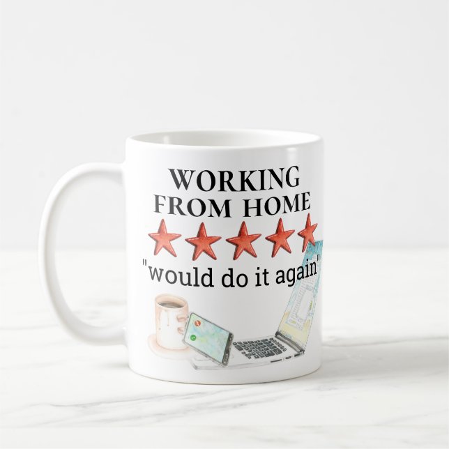 Taza De Café Trabajar desde Home 5 Star rating Funny (Izquierda)