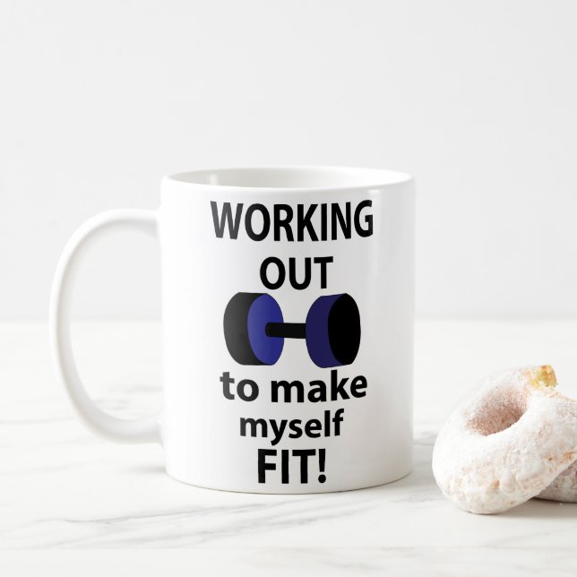 Taza De Café Trabajar en la ponderación de entrenamiento (Con donut)