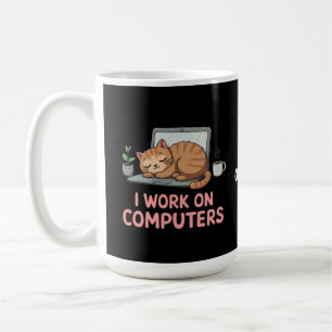 Taza De Café Trabajo En Computadoras Graciosas Cats Computadora