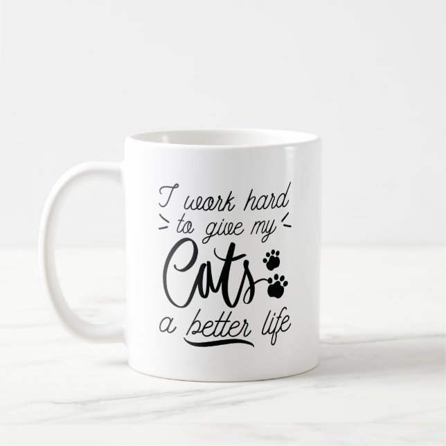 Taza De Café Trabajo Gatos Duros (Izquierda)