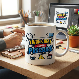 Taza De Café Trabajo Mejor Bajo Presión Oficina Divertida con P