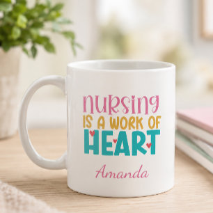 Taza De Café Trabajo Personalizado de Enfermería del Corazón