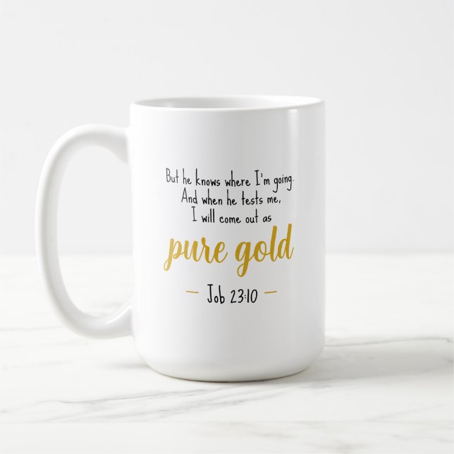 Taza De Café Trabajo puro de oro 23:10 Escritura (Izquierda)