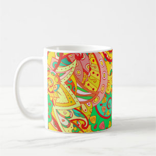 Taza De Café Tracería sin fisuras. Diseño de Mehndi. Coco étnic