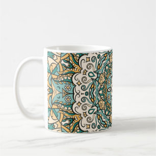 Taza De Café Tracería sin soldadura de Mehndi Tile colorido