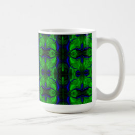 Taza De Café Traços e formas azuis e verde, quase listrado.