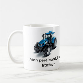 Taza De Café tractor azul, tractor azul, conduit Mon père un tr